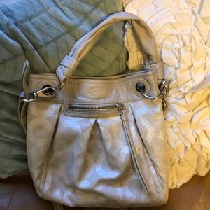 Authentic silver grey coach purse